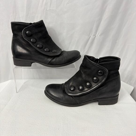 Miz Mooz Black Ankle Booties with Button Accents - Picture 8 of 12